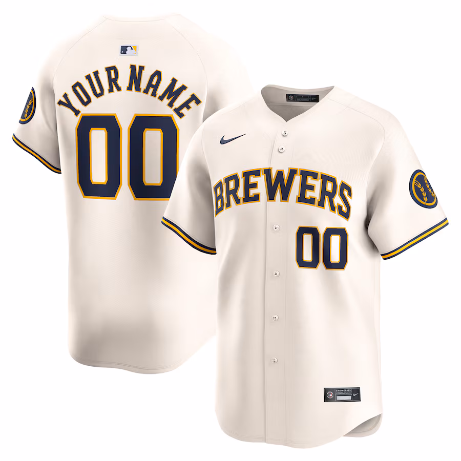 Men's Milwaukee Brewers Nike Cream Home Limited Custom Jersey - Jersey