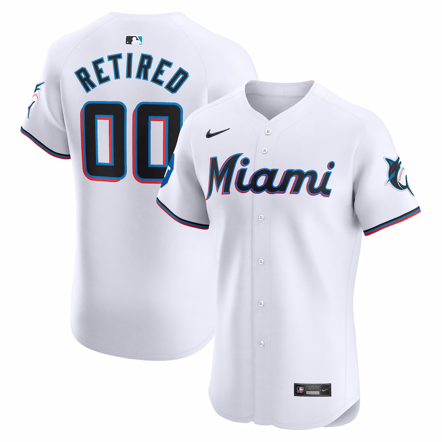Men's Miami Marlins Nike White Home Elite Pick-A-Player Retired Roster Patch Jersey - Jersey