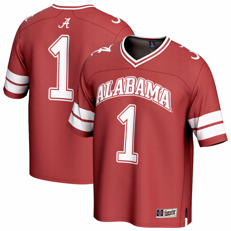 Unisex GameDay Greats #1 Crimson Alabama Crimson Tide Lightweight Collegiate Football Fashion Jersey - Jersey