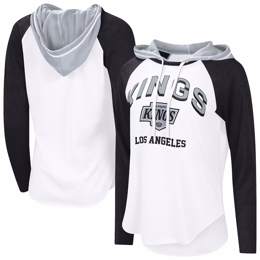Women's Los Angeles Kings G-III 4Her by Carl Banks White VIP Raglan Long Sleeve Hoodie T-Shirt - Jersey