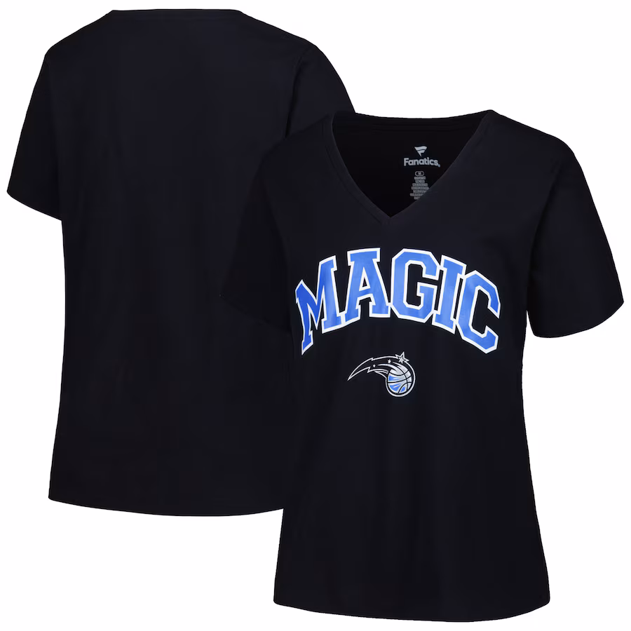 Women's Orlando Magic Profile Black Plus Size Arch Over Logo V-Neck T-Shirt - Jersey