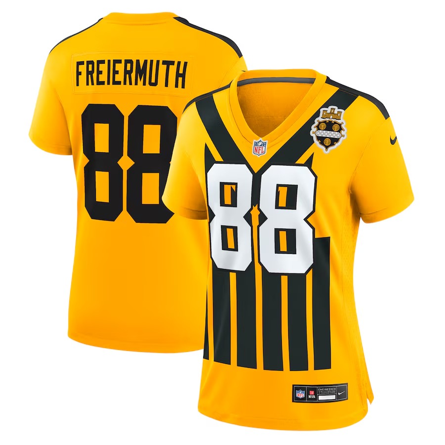 Women's Pittsburgh Steelers Pat Freiermuth Nike Gold Alternate 1933 Throwback Game Jersey - Jersey