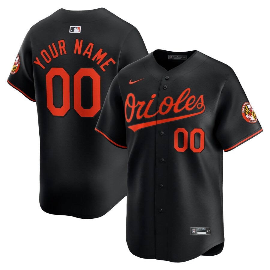 Men's Baltimore Orioles  Nike Black  Alternate Limited Custom Jersey - Jersey