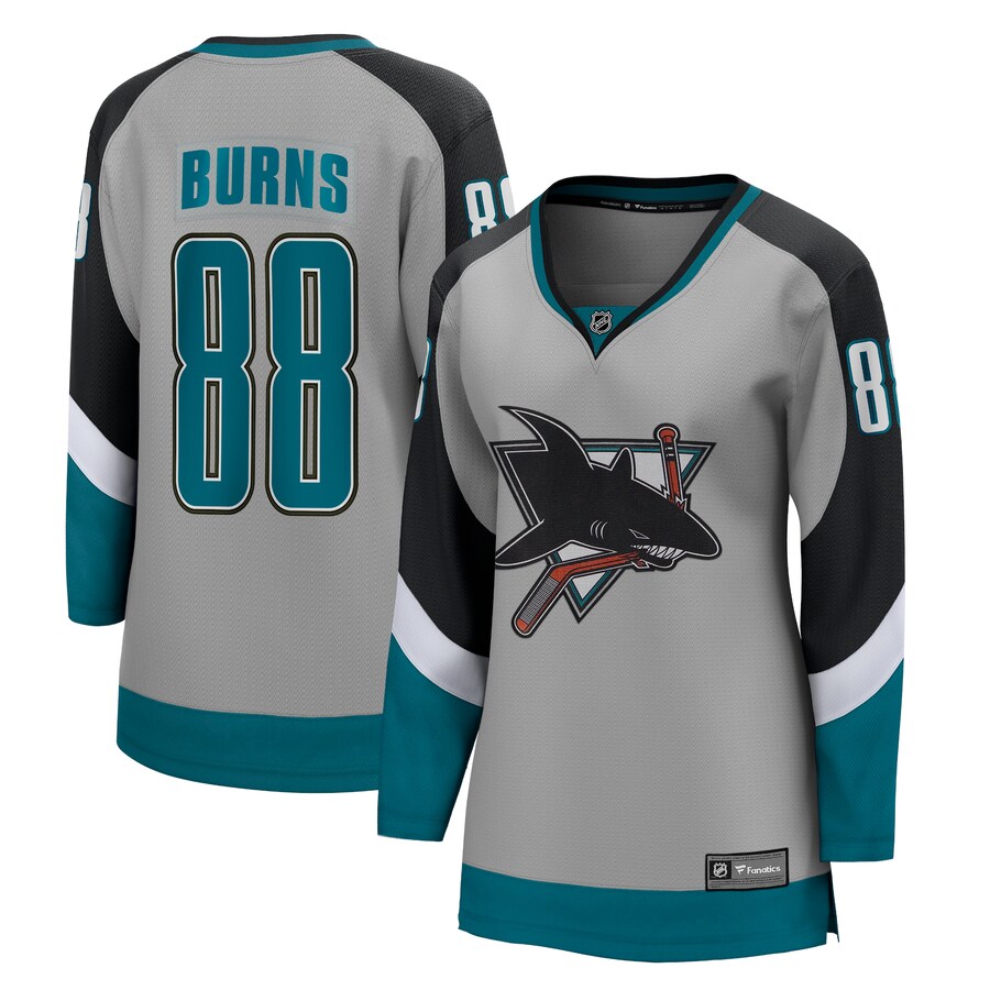 Women's San Jose Sharks Brent Burns Fanatics Branded Gray 2020/21 Special Edition Breakaway Player Jersey - Jersey