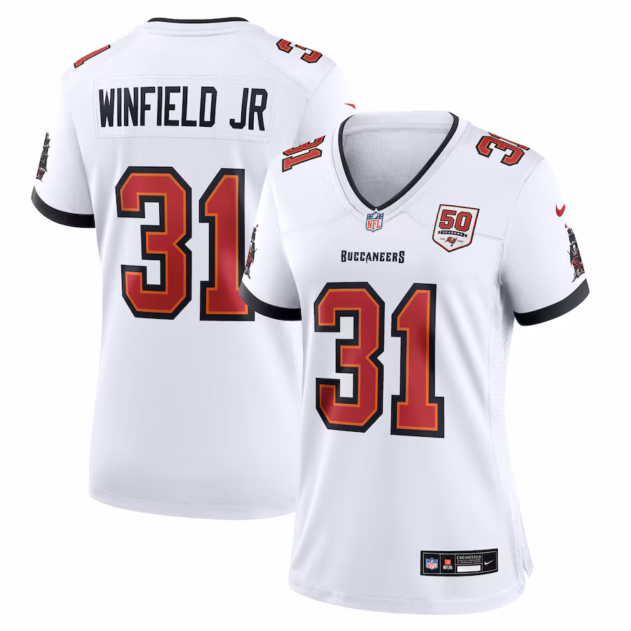Women's Tampa Bay Buccaneers Antoine Winfield Jr. Nike White 50th Season Patch Game Jersey - Jersey