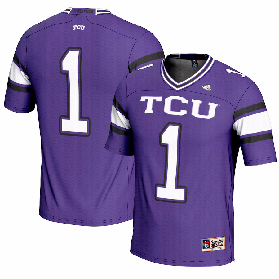 Men's GameDay Greats #1 Purple TCU Horned Frogs Endzone Football Jersey - Jersey