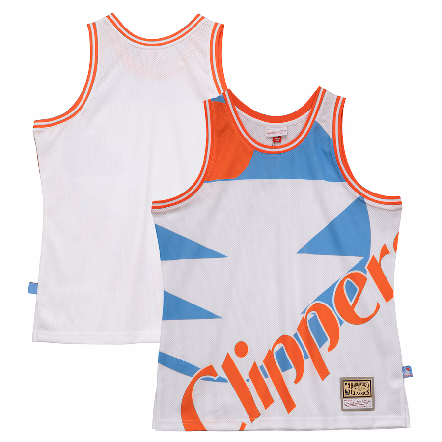 Men's San Diego Clippers  Mitchell & Ness White Hardwood Classics Blown Out Fashion Jersey - Jersey