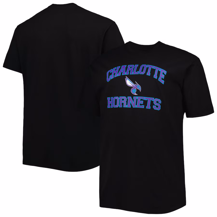 Men's Charlotte Hornets Black Big & Tall Heart & Soul T-Shirt - Jersey