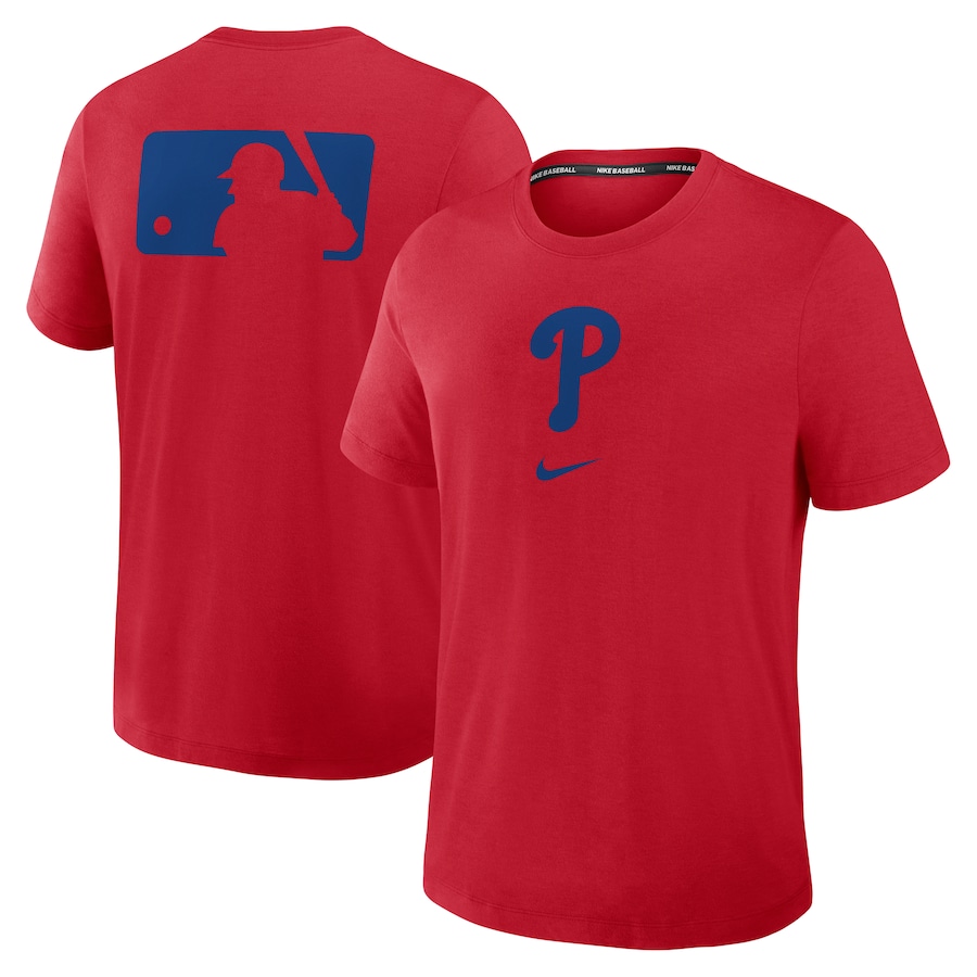 Men's Philadelphia Phillies Nike Red Authentic Collection Early Work Tri-Blend Performance T-Shirt - Jersey