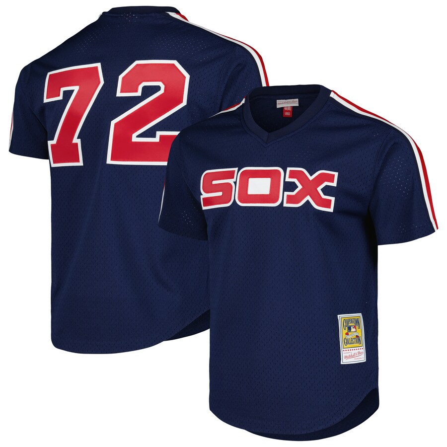 Men's Chicago White Sox Carlton Fisk Mitchell & Ness Navy 1983 Cooperstown Collection Mesh Batting Practice Jersey - Jersey