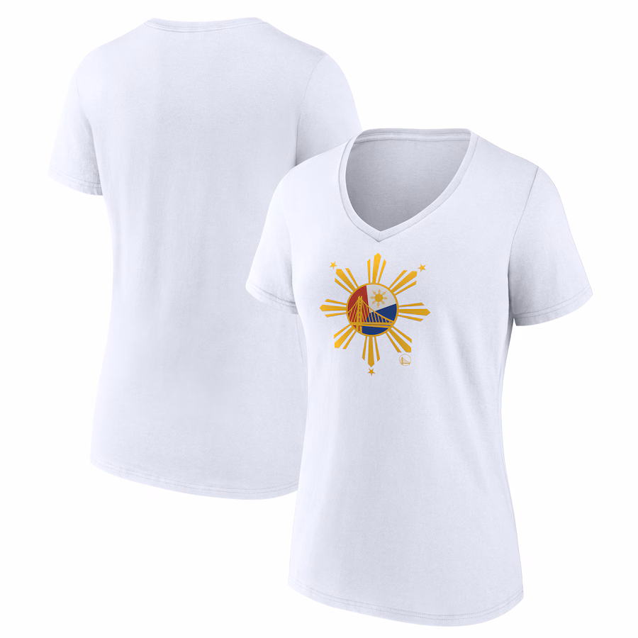 Women's Golden State Warriors  White Heritage V-Neck T-Shirt - Jersey