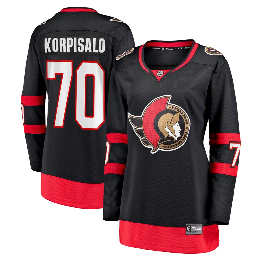 Women's Ottawa Senators Joonas Korpisalo Fanatics Branded Black Home Breakaway Player Jersey - Jersey