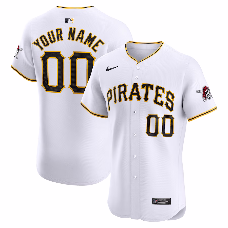Men's Pittsburgh Pirates Nike White Home Elite Custom Jersey - Jersey