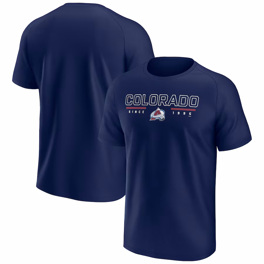 Men's Colorado Avalanche Fanatics Navy Established Raglan T-Shirt - Jersey