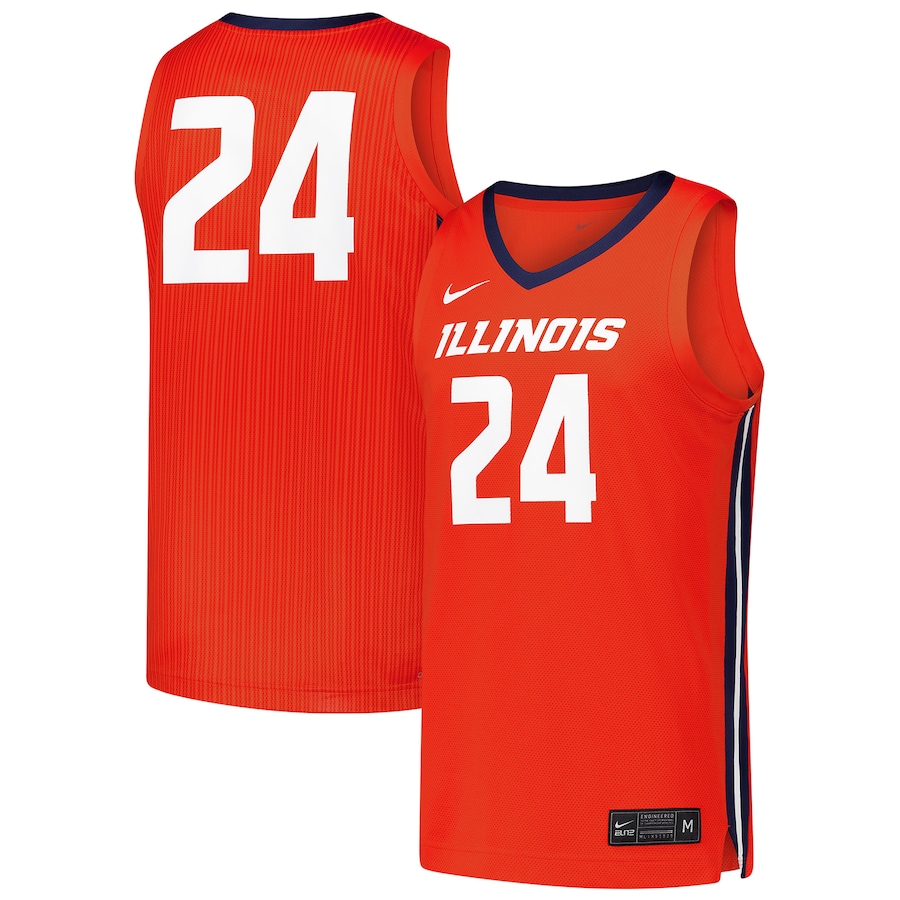 Men's Nike #24 Orange Illinois Fighting Illini  Replica Basketball Jersey - Jersey