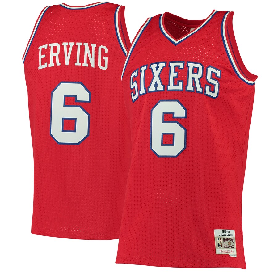 Men's Philadelphia 76ers Julius Erving Mitchell & Ness Red Hardwood Classics Swingman Jersey - Jersey