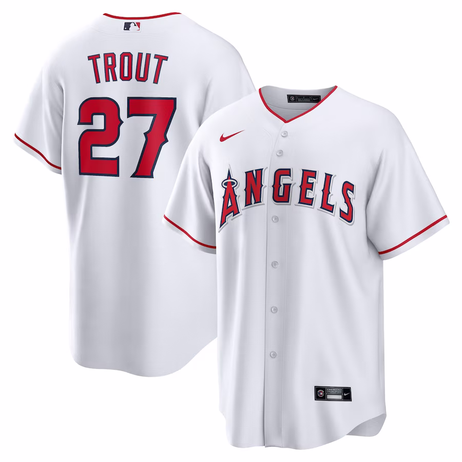 Men's Los Angeles Angels Mike Trout Nike White Home Replica Player Name Jersey - Jersey