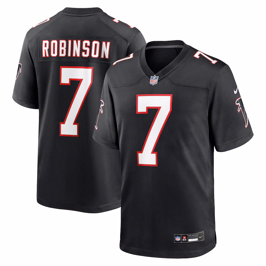 Men's Atlanta Falcons Bijan Robinson Nike Black 2023 NFL Draft First Round Pick Throwback Game Jersey - Jersey