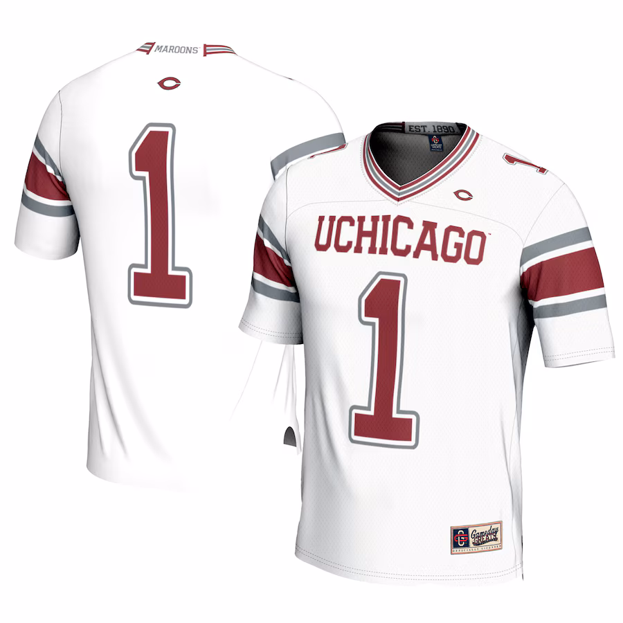 Youth GameDay Greats #1 White UChicago Maroons Football Jersey - Jersey