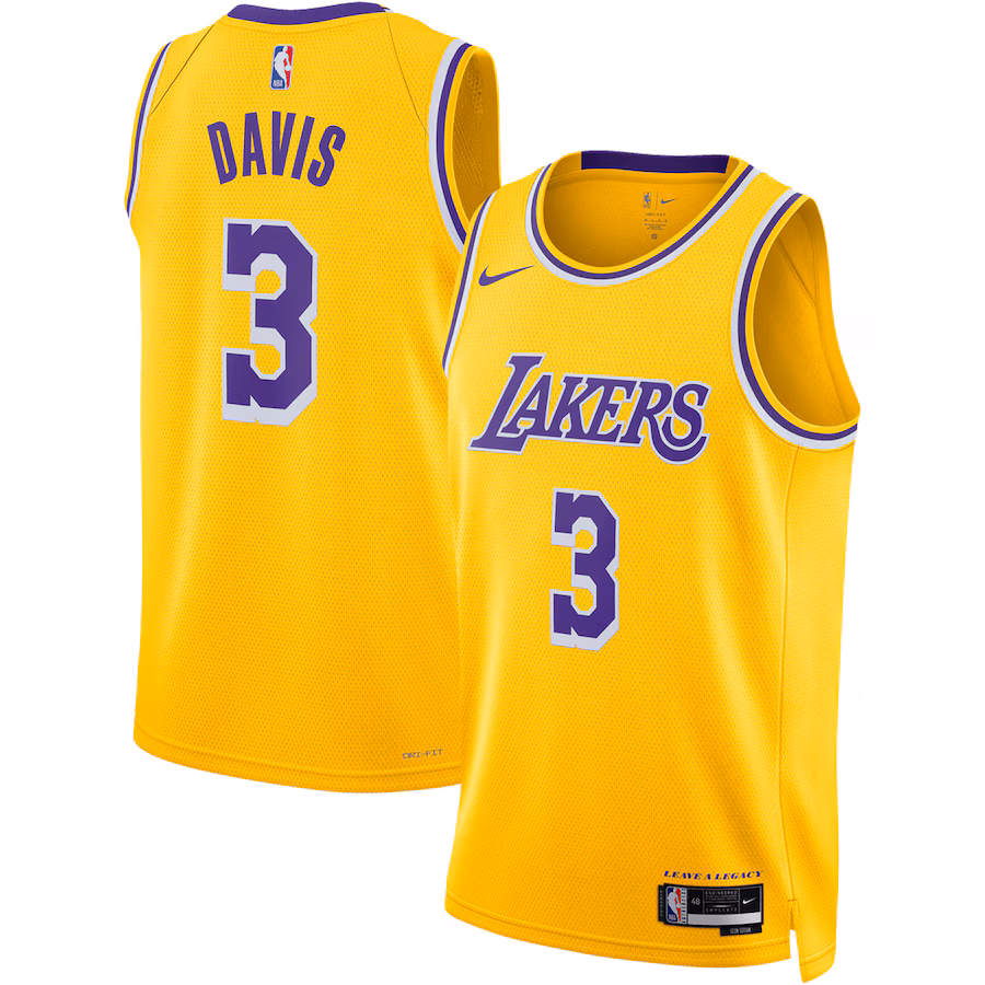 Unisex Los Angeles Lakers Anthony Davis Nike Gold Swingman Jersey - Icon Edition - Jersey