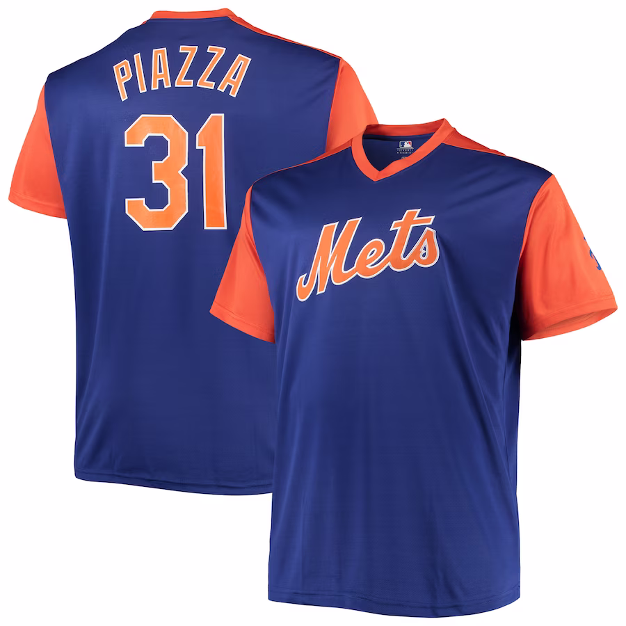 Men's New York Mets Mike Piazza Royal/Orange Cooperstown Collection Replica Player Jersey - Jersey