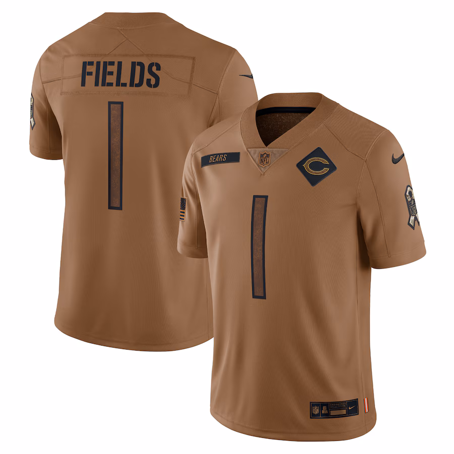 Men's Chicago Bears Justin Fields Nike Brown 2023 Salute To Service Limited Jersey - Jersey