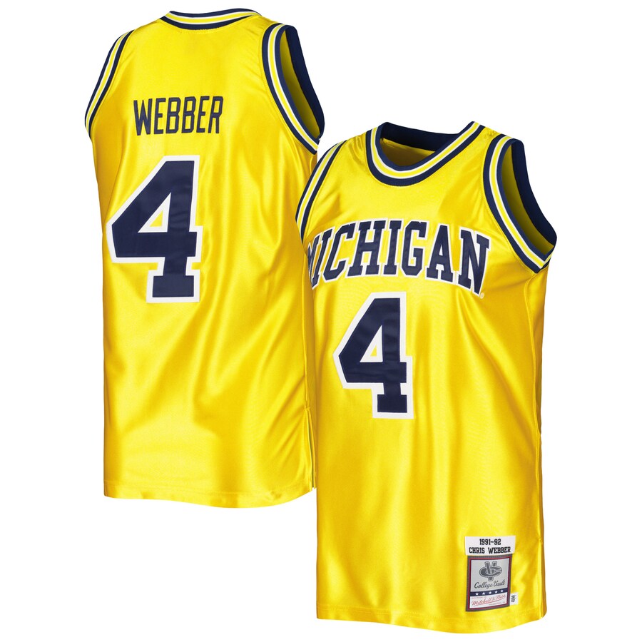 Men's Mitchell & Ness Chris Webber Maize Michigan Wolverines Authentic College Vault 1991/92 Jersey - Jersey