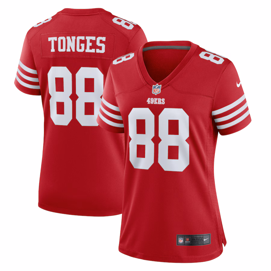 Women's San Francisco 49ers Jake Tonges Nike  Scarlet Team Game Jersey - Jersey