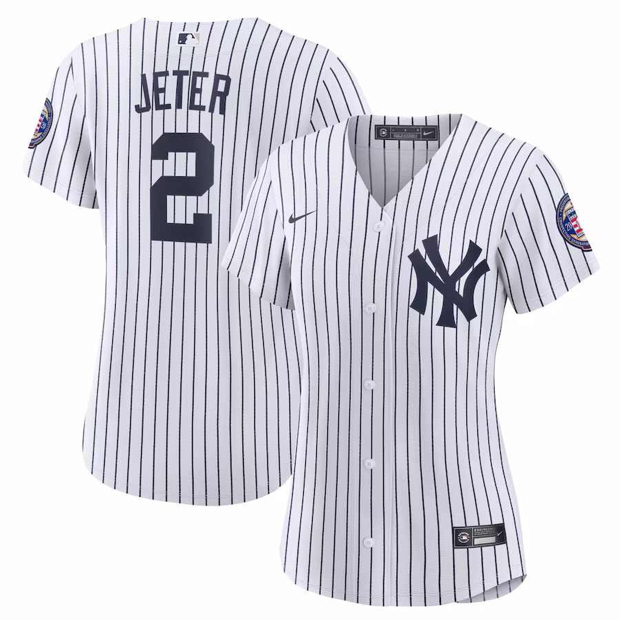 Women's New York Yankees Derek Jeter Nike White/Navy 2020 Hall of Fame Induction Home Replica Player Name Jersey - Jersey