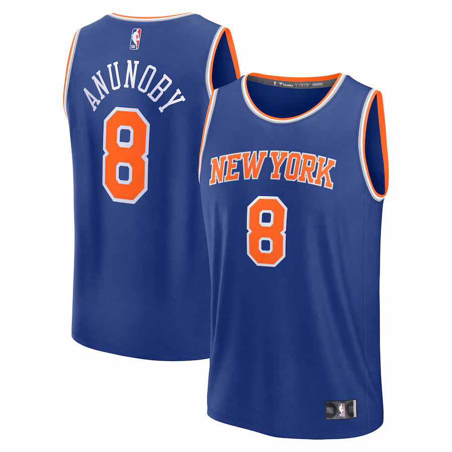 Men's New York Knicks OG Anunoby Fanatics Blue Fast Break Replica Player Jersey - Icon Edition - Jersey