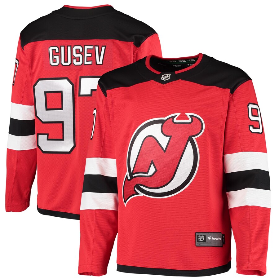 Men's New Jersey Devils Nikita Gusev Fanatics Branded Red 2020/21 Home Breakaway Player Jersey - Jersey