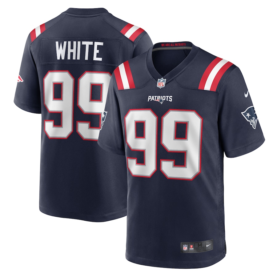 Men's New England Patriots Keion White Nike  Navy Team Game Jersey - Jersey