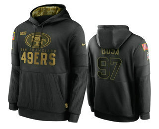 Men's San Francisco 49ers #97 Nick Bosa Black 2020 Salute To Service Sideline Performance Pullover Hoodie - Jersey