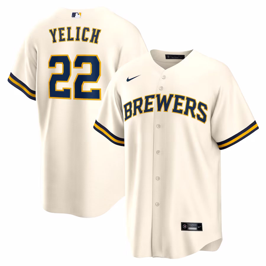Men's Milwaukee Brewers Christian Yelich Nike Cream Alternate Replica Player Jersey - Jersey