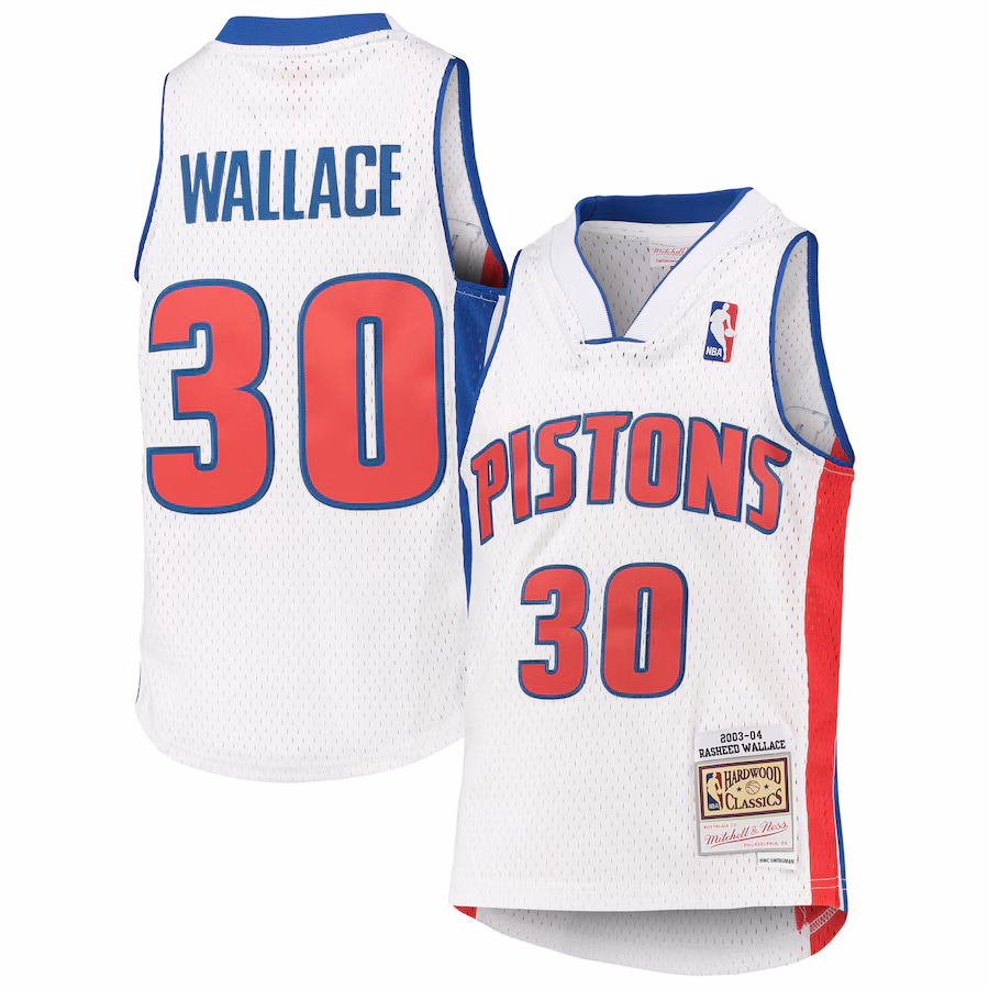 Youth Detroit Pistons Rasheed Wallace Mitchell & Ness White 2003/04 Hardwood Classics Swingman Jersey - Jersey