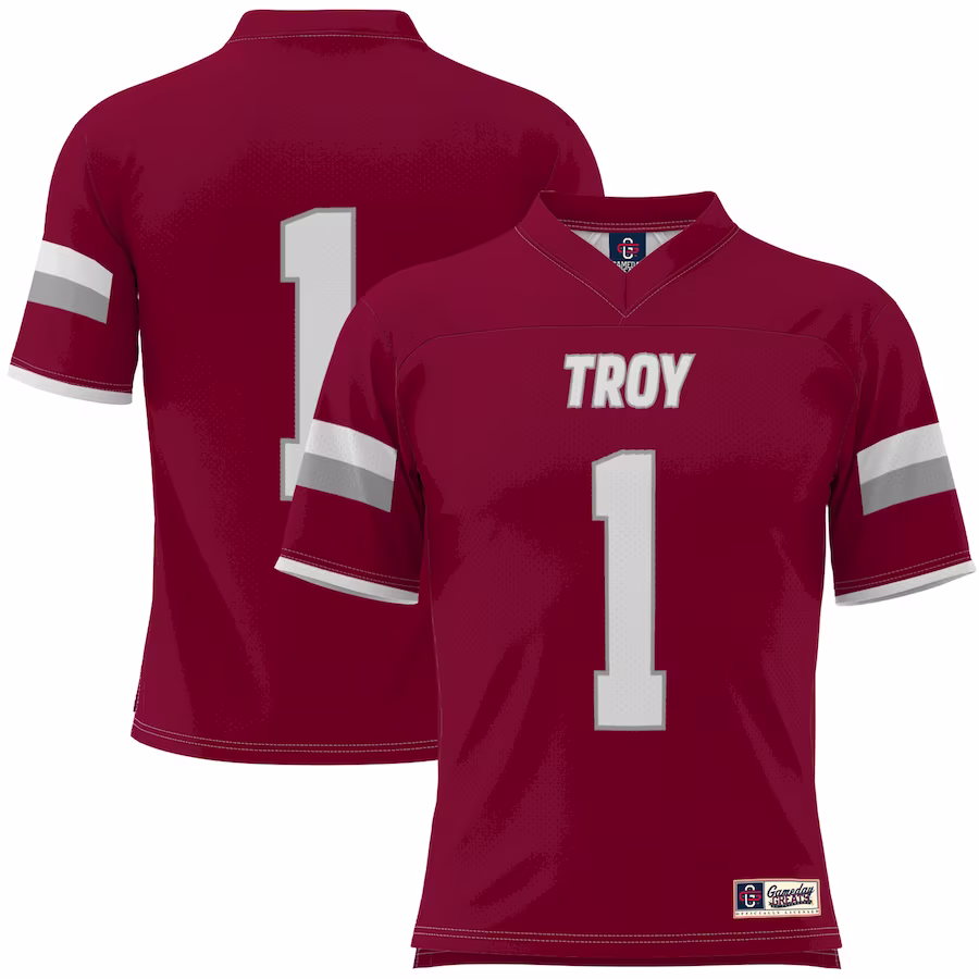 #1 Troy University Trojans GameDay Greats Youth Football Jersey - Cardinal - Jersey