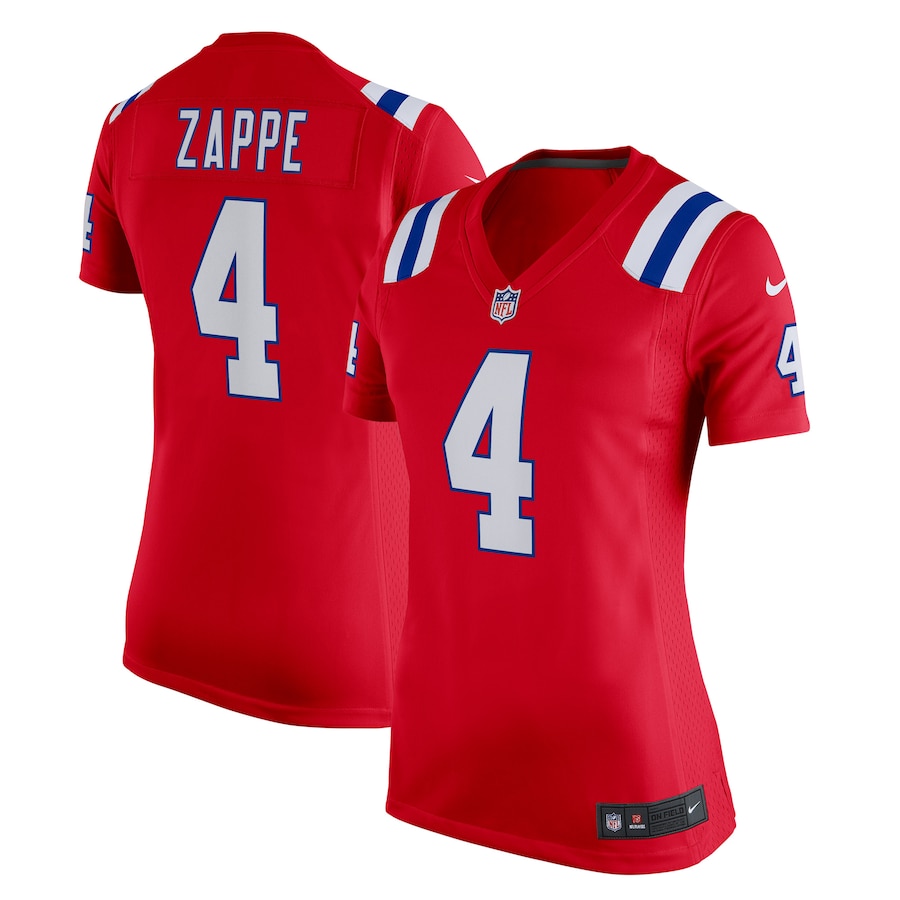 Women's New England Patriots Bailey Zappe Nike Red Team Game Jersey - Jersey