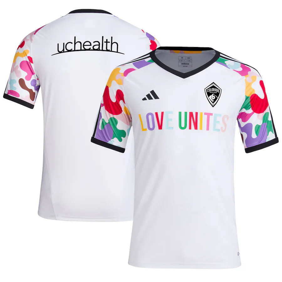Men's Colorado Rapids  adidas White 2023 Pride Pre-Match Top - Jersey