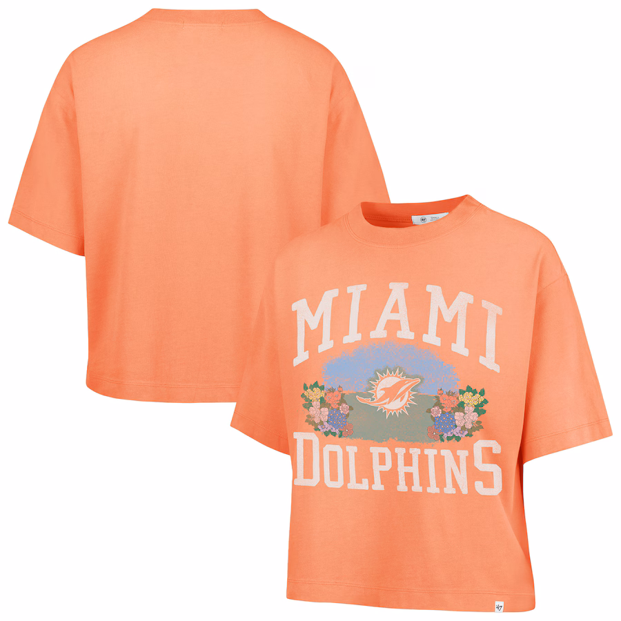 Women's Miami Dolphins  '47 Orange Florentina Montauk Cropped T-Shirt - Jersey