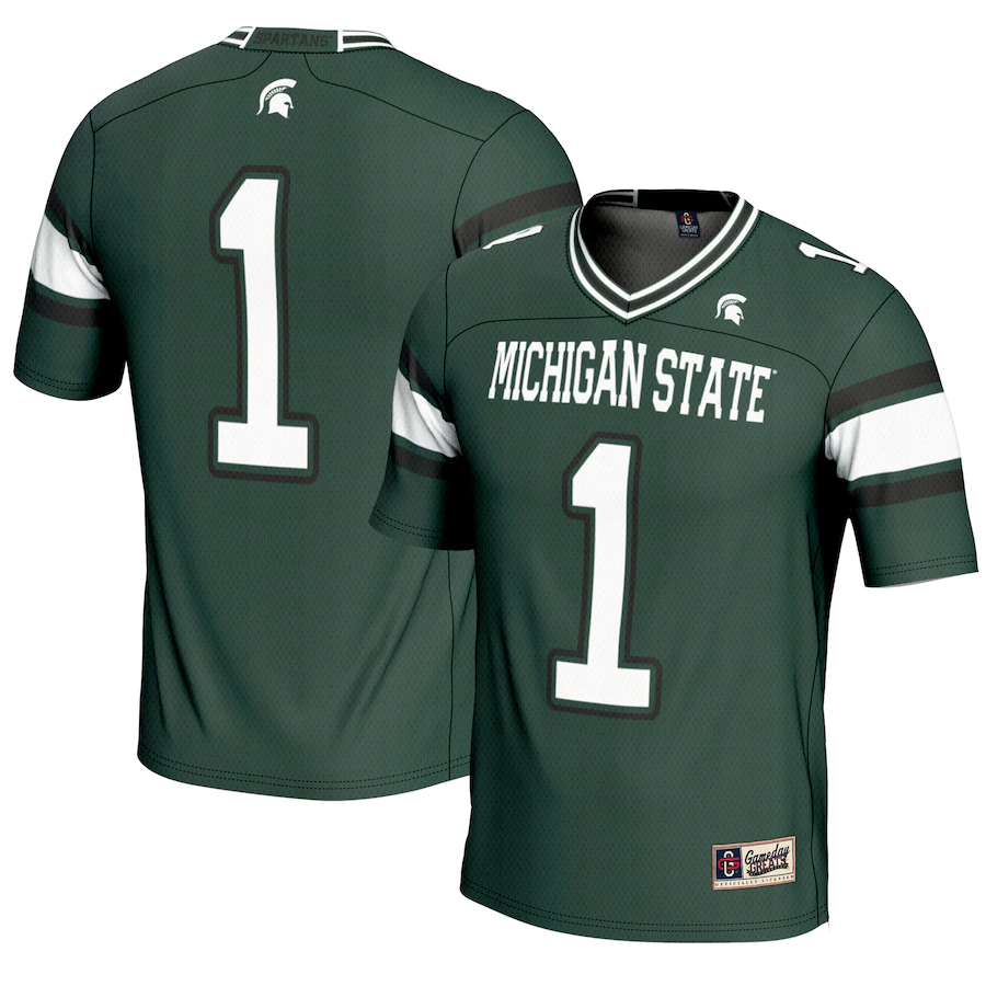 Men's GameDay Greats #1 Green Michigan State Spartans Endzone Football Jersey - Jersey