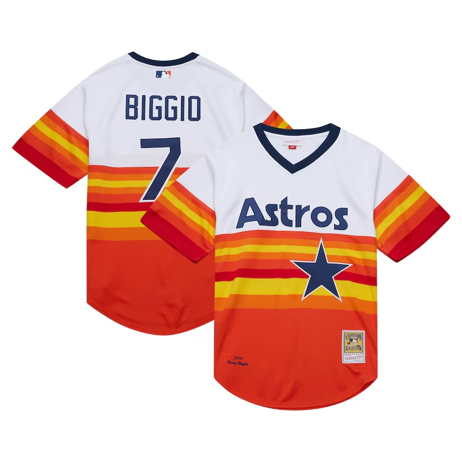 Men's Houston Astros Craig Biggio Mitchell & Ness White 2004 Cooperstown Collection Authentic Throwback Jersey - Jersey
