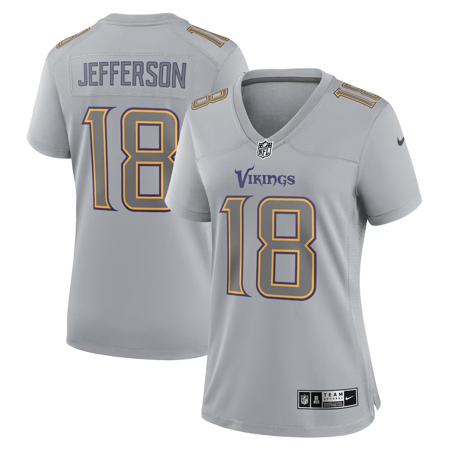 Women's Minnesota Vikings Justin Jefferson Nike Gray Atmosphere Fashion Game Jersey - Jersey