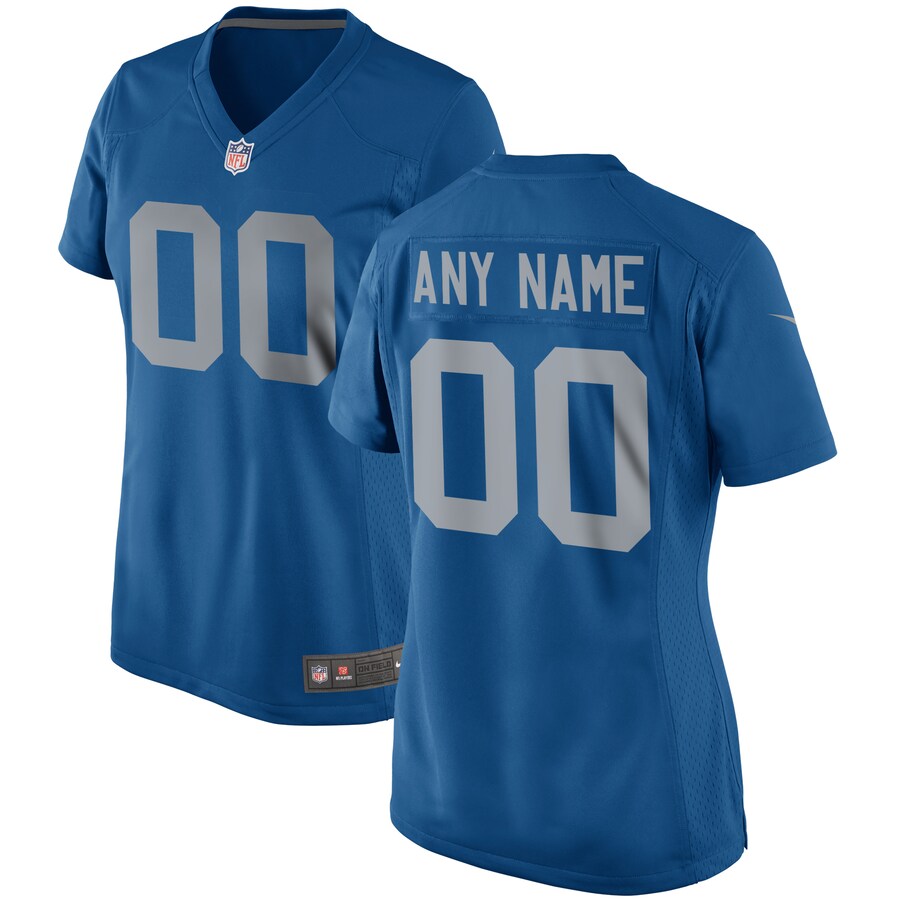 Women's Nike Blue Detroit Lions Throwback Custom Game Jersey - Jersey