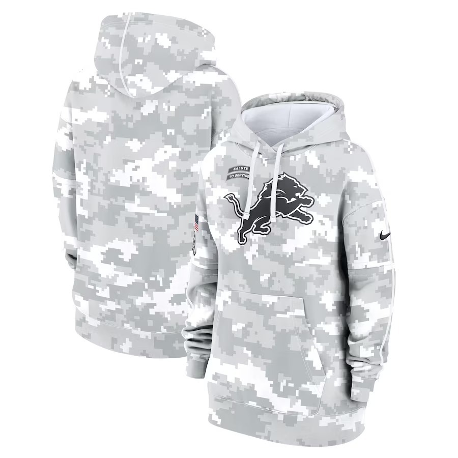 Men's Detroit Lions Nike Arctic Camo 2024 Salute to Service Club Fleece Pullover Hoodie - Jersey