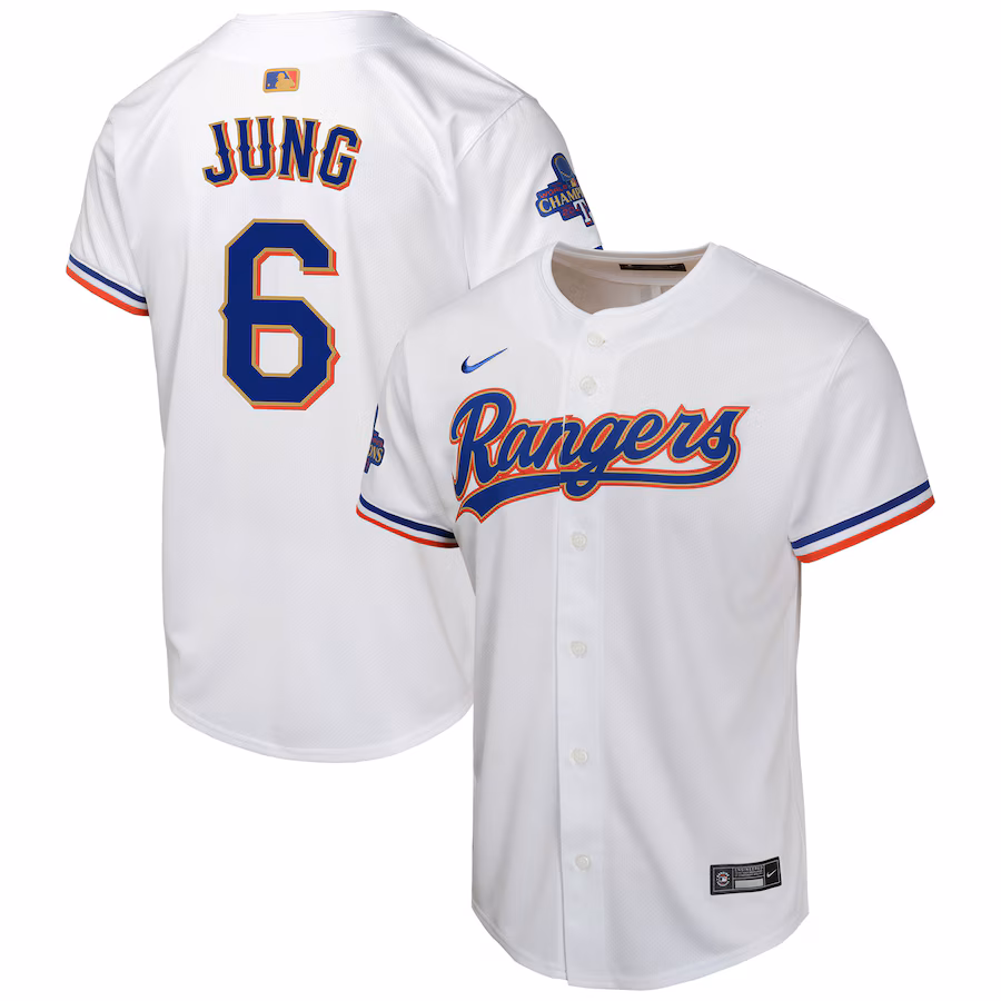 Youth Texas Rangers Josh Jung Nike White 2024 Gold Collection Limited Player Jersey - Jersey