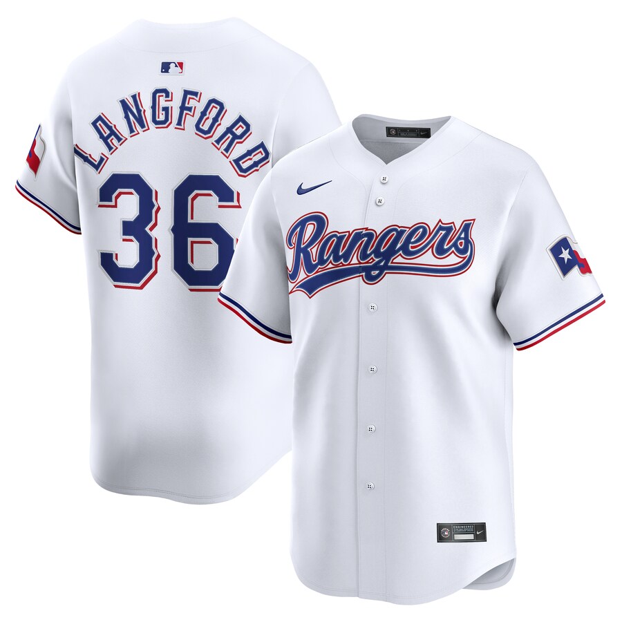 Men's Texas Rangers Wyatt Langford Nike White Home Limited Jersey - Jersey