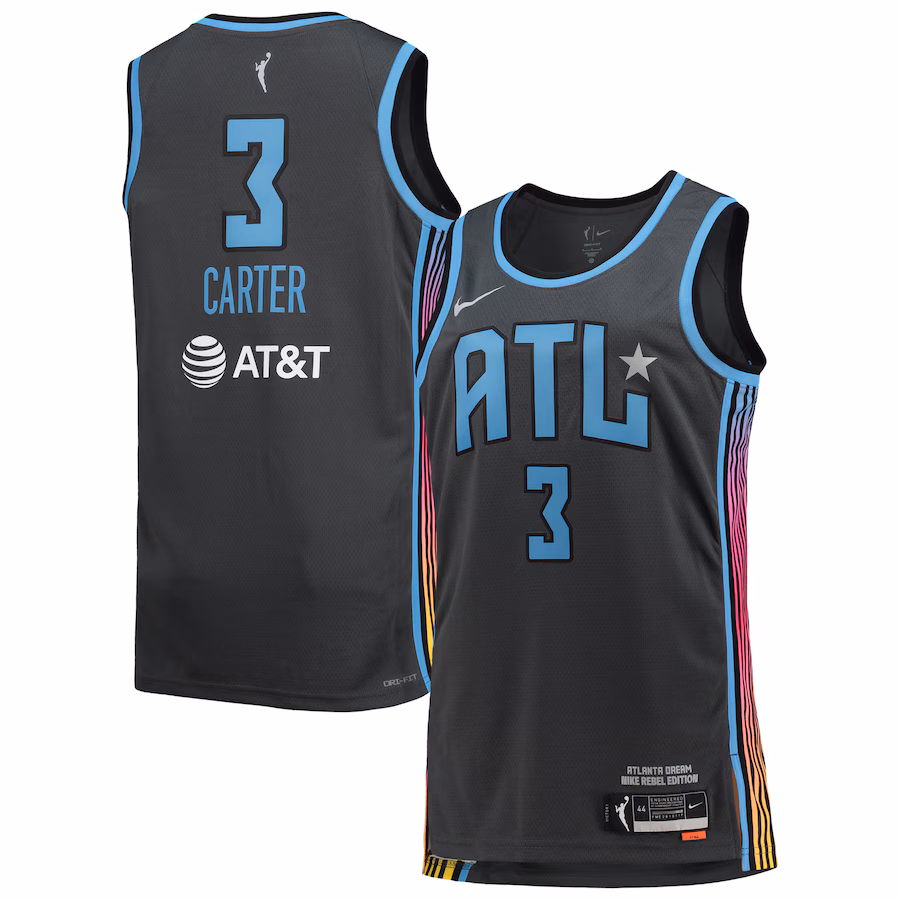 Women's Atlanta Dream Chennedy Carter Nike Black 2021 Rebel Edition Victory Player Jersey - Jersey