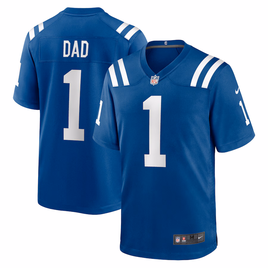 Men's Indianapolis Colts Number 1 Dad Nike Royal Game Jersey - Jersey