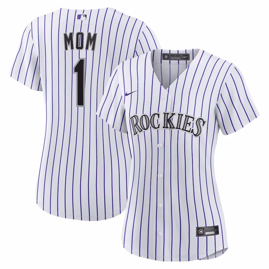 Women's Colorado Rockies Nike White #1 Mom Home Replica Jersey - Jersey