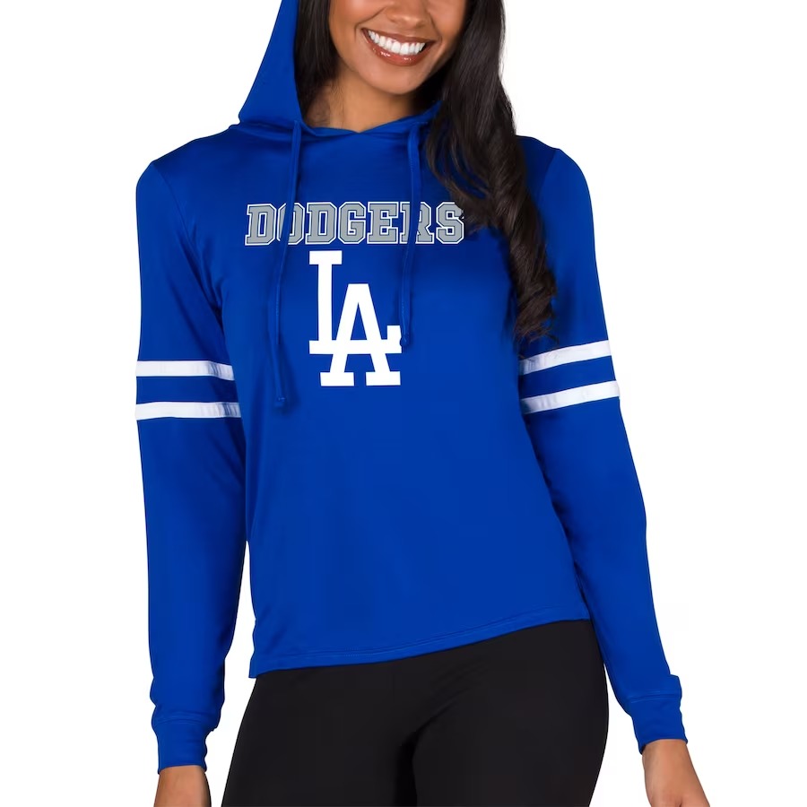 Women's Los Angeles Dodgers Concepts Sport Royal Marathon Lightweight Lounge Pullover Hoodie - Jersey